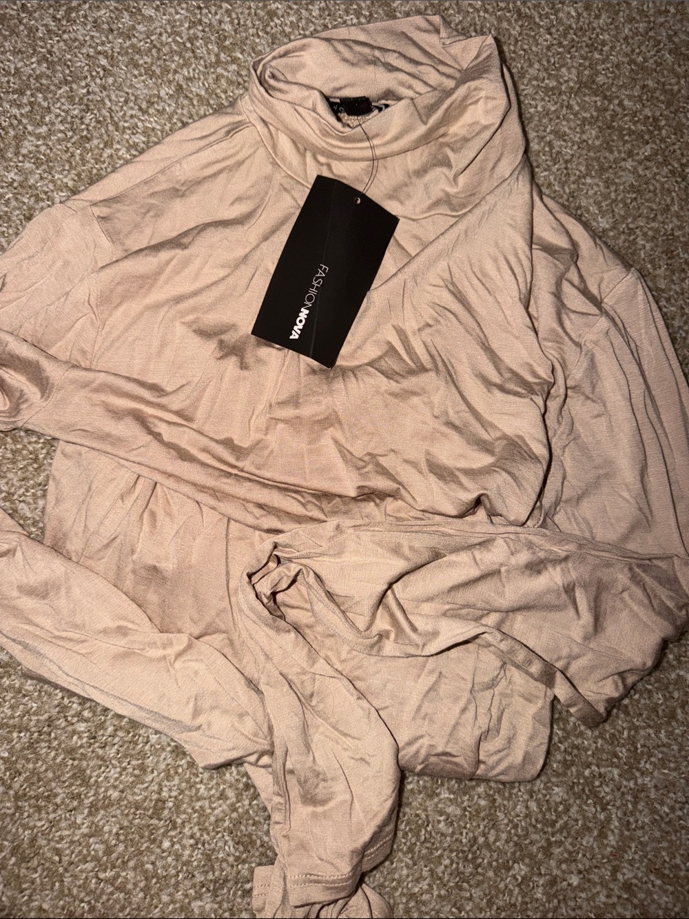 Fashion Nova Blush Pink Turtleneck Long Sleeve bodysuit